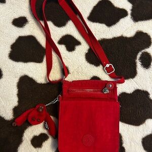 Kipling Red Crossbody Bag with Keychain